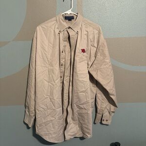 Velocity Beige Dress Shirt with Red Logo